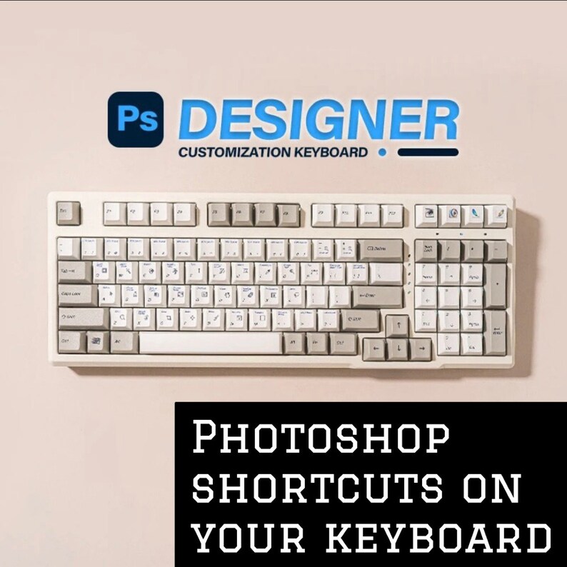 Photoshop Shortcuts 132 Keyboard Keycaps Cherry Profile Retro Windows 2000 Style for MX Switch Mechanical Keyboard image 1