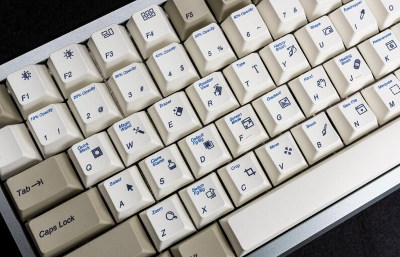 Photoshop Shortcuts 132 Keyboard Keycaps Cherry Profile Retro Windows 2000 Style for MX Switch Mechanical Keyboard image 10