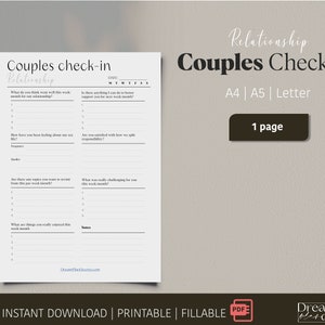 Couples Check-In PDF | Printable Weekly and Monthly Relationship Journal | Fillable Template for Connection & Growth | Instant Download