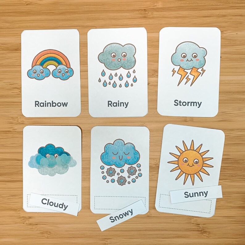 Weather Flashcards Preschool Toddler Activity Printable - Etsy
