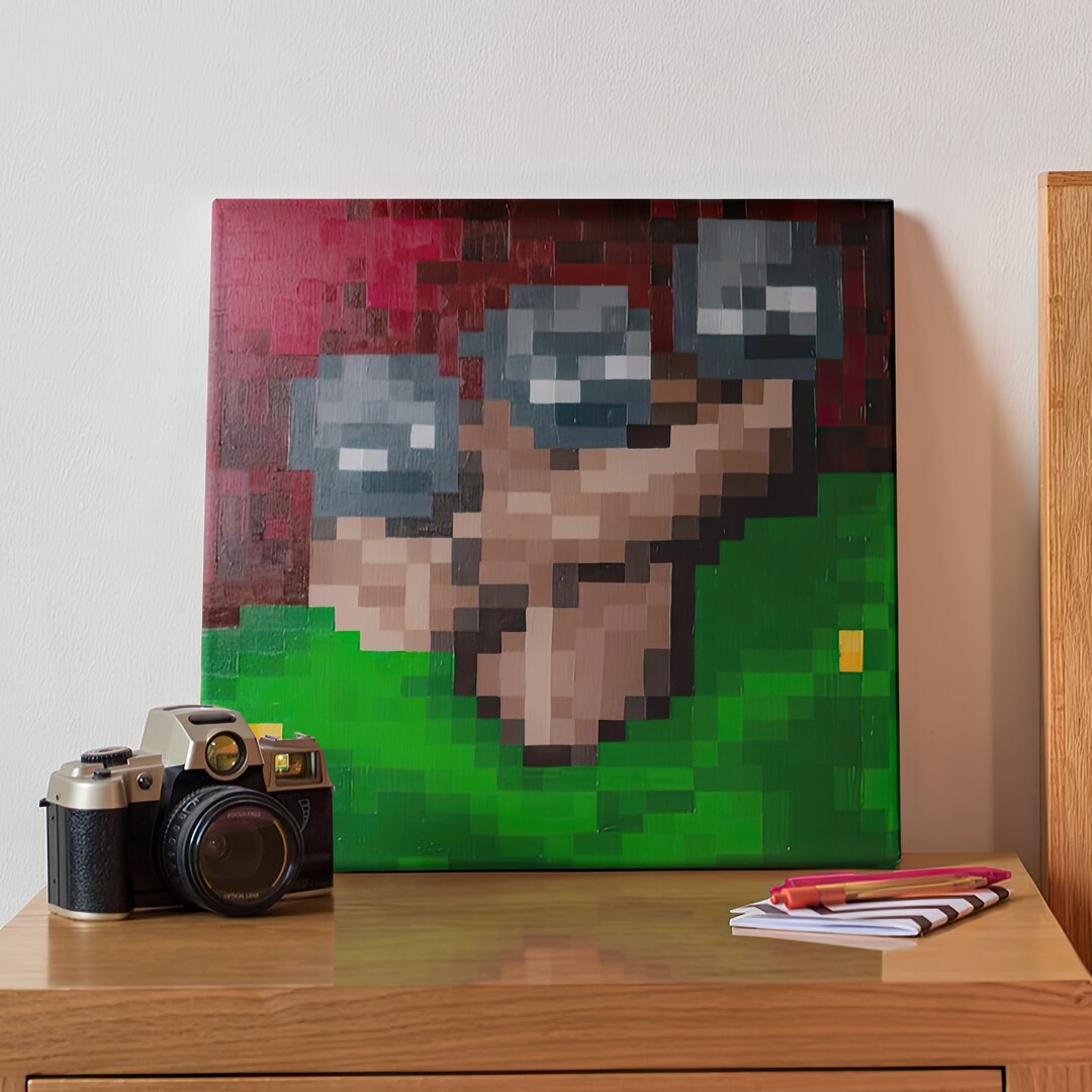 Printed Painting of Handpainted Minecraft Wither, Canvas, Minecraft