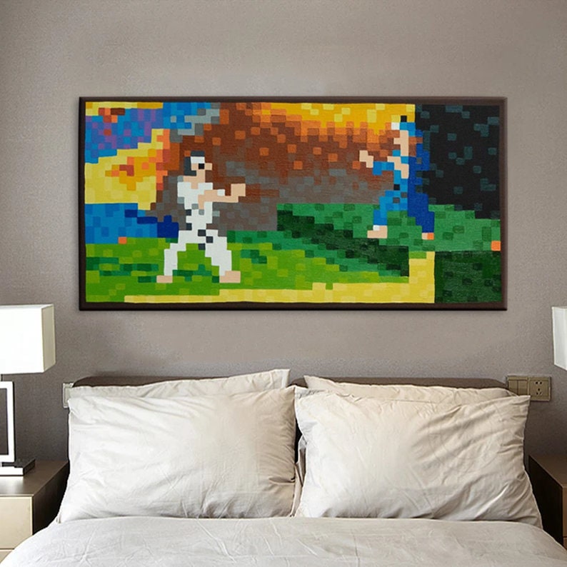 Printed Painting of Handpainted Minecraft Fighters Canvas Etsy