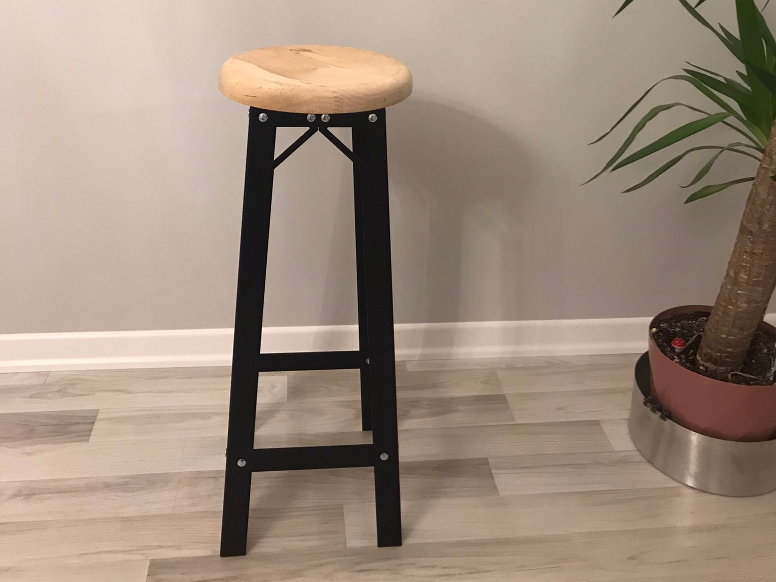 無垢)Solid Laminated Wood bar stool - 椅子