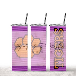 Tigers Paw 5 mm SS20 for 20 oz | Orange and Purple Tigers Inspired Pattern Rhinestone Template