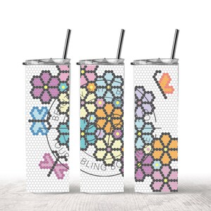 Flower and Butterfly fiel 5 mm SS20 for 20 oz | Butterfly and Daisies Inspired Pattern Rhinestone Template