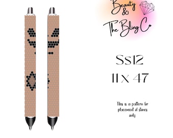 May include: A pattern for placing stones on a pen, with a black and brown geometric design. The pattern is 11 inches by 47 inches. The pattern is labeled "SS12 11 x 47".