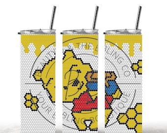 Honey Bear with Drip 4MM or SS 16 Pattern Template | Cute Chibi Pooh Bear Inspired Pattern 4 mm or SS 16