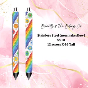 Rainbow Flower Twist SS10 or 3MM pen pattern 12 x45 | Flower Pride Pen Pattern SS 10 or 3 MM 12 x 45 | non maker flo Stainless Steel Pens