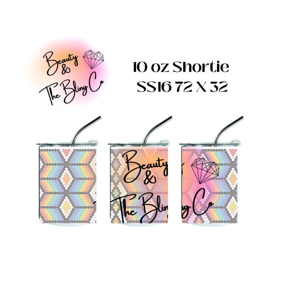 Rainbow Shortie 10 oz SS 16 72 X 32 Tumbler template Pattern | RAINBOW Zigzag Diamonds Shortie Tumbler patter SS 16 73x32