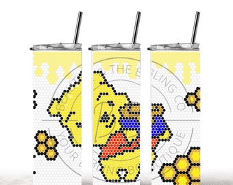Honig Bär 5 mm oder SS20 für 20 oz | Pooh Bär inspiriert Muster Strass Vorlage