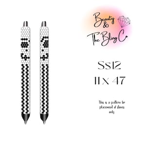 May include: A black and white pattern for placing stones on a pen. The pattern is 11 inches by 47 inches. The pattern is labeled "SS12 11 x 47".