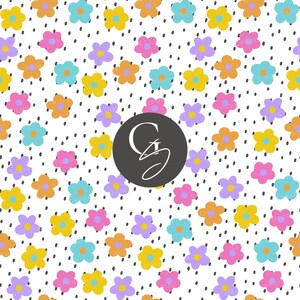 Modello senza cuciture con margherite arcobaleno, file senza cuciture con margherite, motivo floreale retrò, motivo con margherite alla moda, motivo con margherite arcobaleno, motivo con margherite luminoso