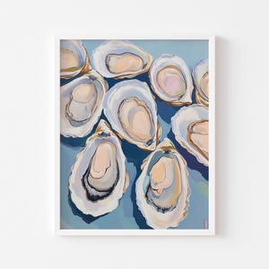 Oyster Painting Coastal Painting, Colorful Pastel Art Print, Ocean Digital Download, Summer Sea Printable