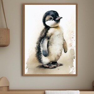 Pinguin Poster Kinderzimmer Baby Pinguin Wandbild Kinderzimmer Deko | KI Kunst Pinguin Poster Printable Kinderzimmer Poster Pinguin Aquarell