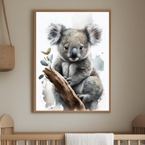 Watercolor Koala wall art, nursery wall decor, Koala bear nursery printable, babyshower gift