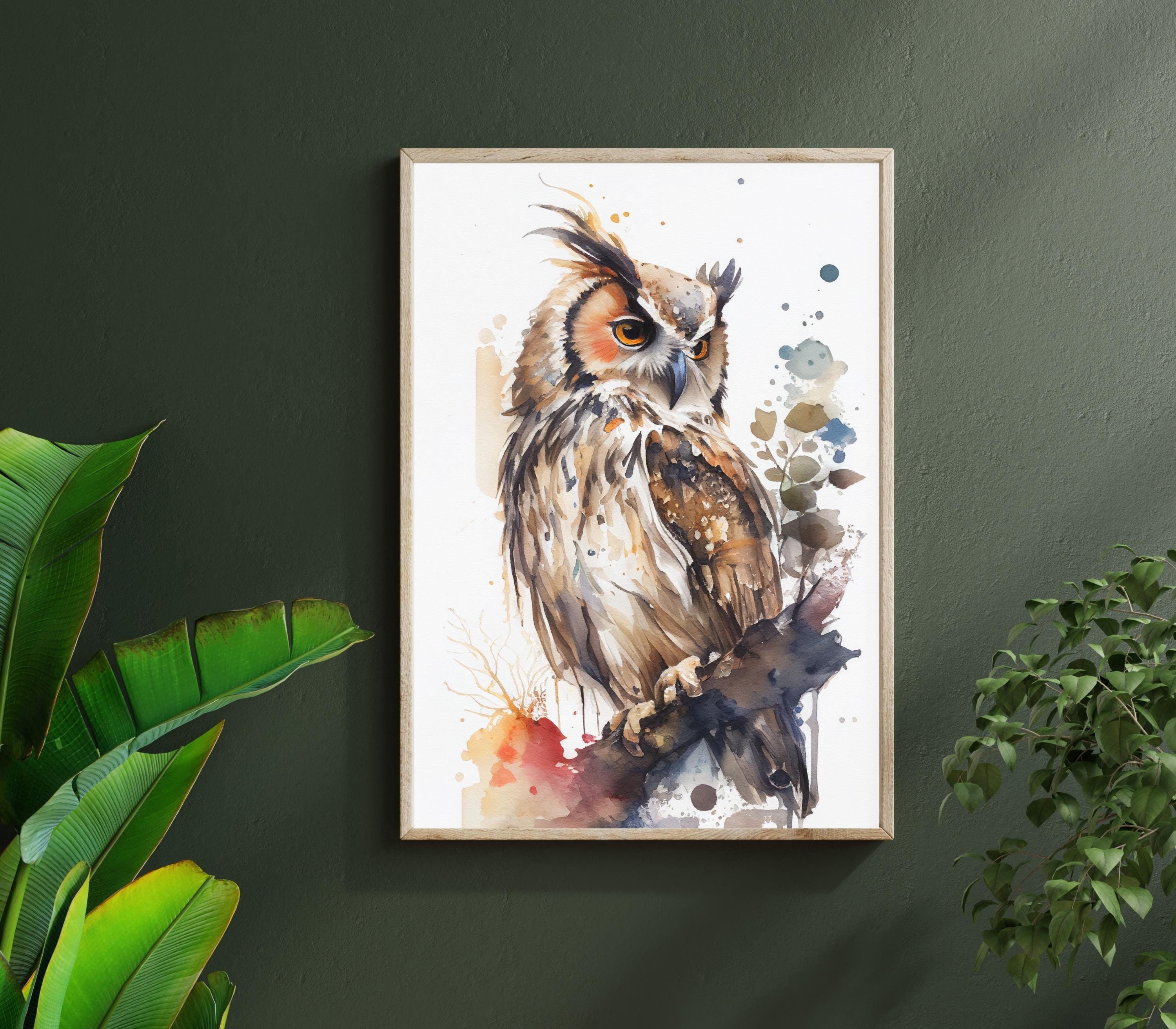 Owl Poster, Barn Owl Painting, animal owl wall art, Bird Print, Owl lovers gift, bird wall art, wild