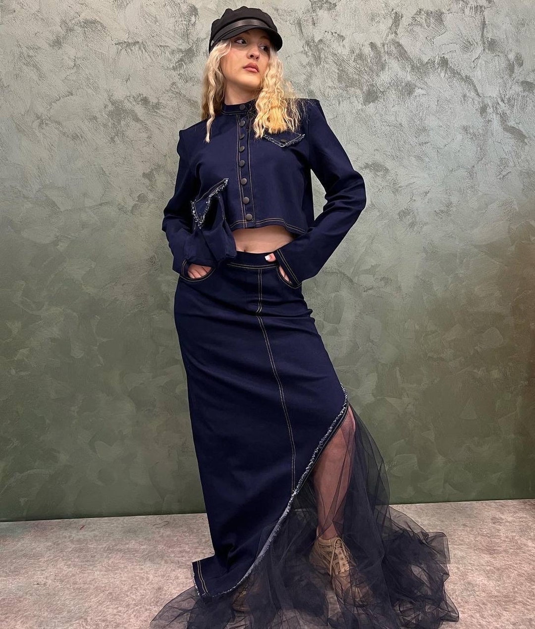 Long Sleeve Jacket & A-Line Skirt Set