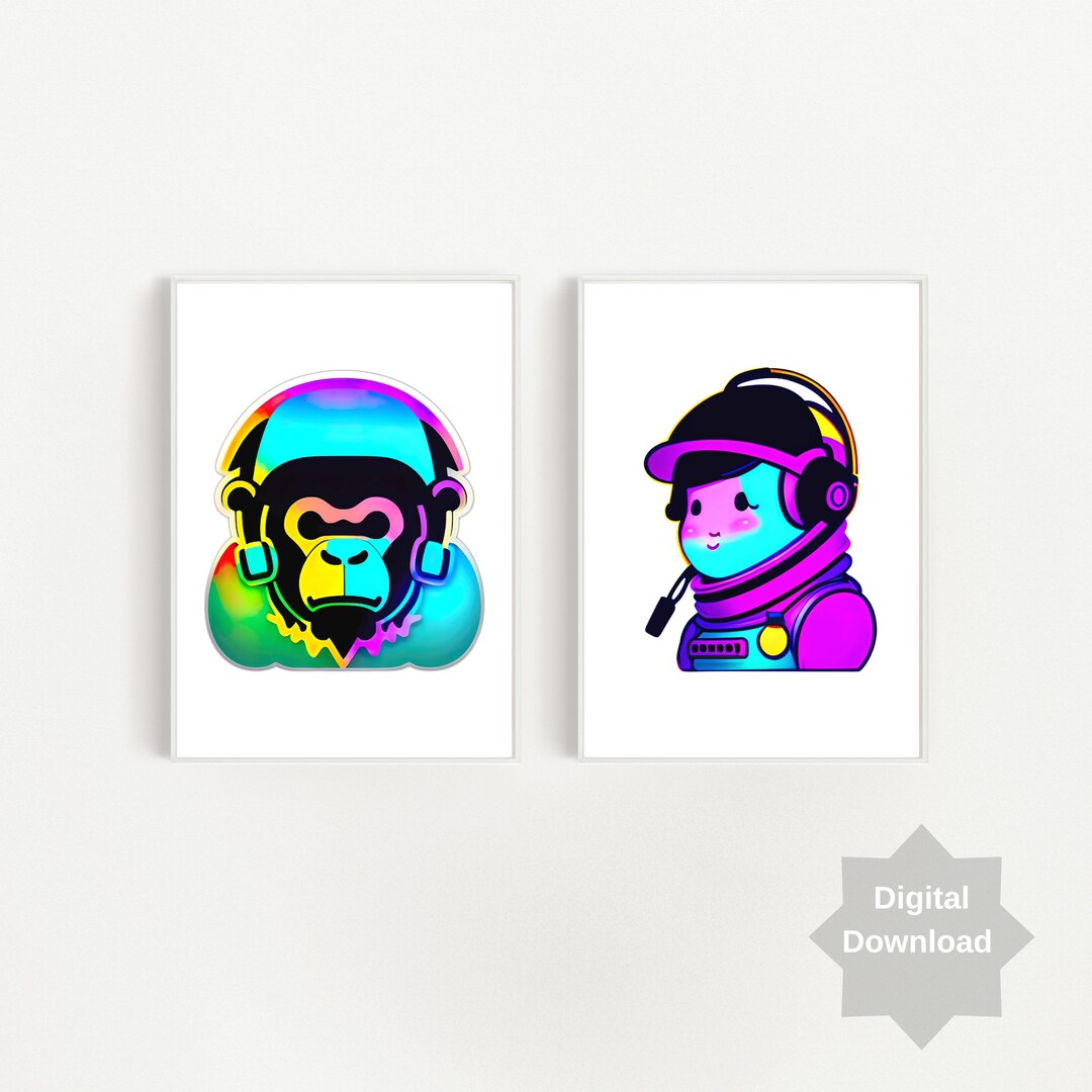 Poster Astronaut Helmet, Poster Printable Wall Art SET of 2, Sicker ...