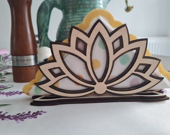 Lotus Flower Decorative Napkin Holder wooden napkin holder  Tabletop wooden holder