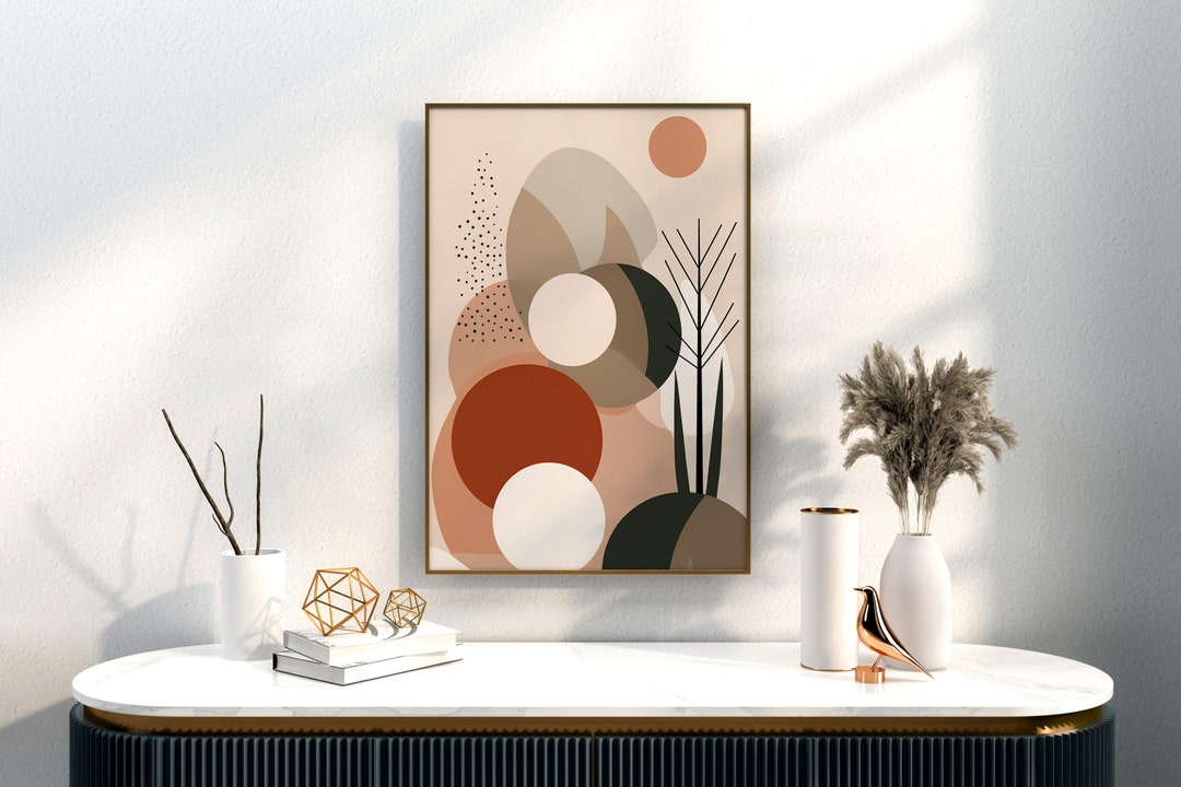 Boho Minimalist Style, Wall Art, Wall Print, Shapes, Circles, Bohemian ... - Minimalist Style Wall Art