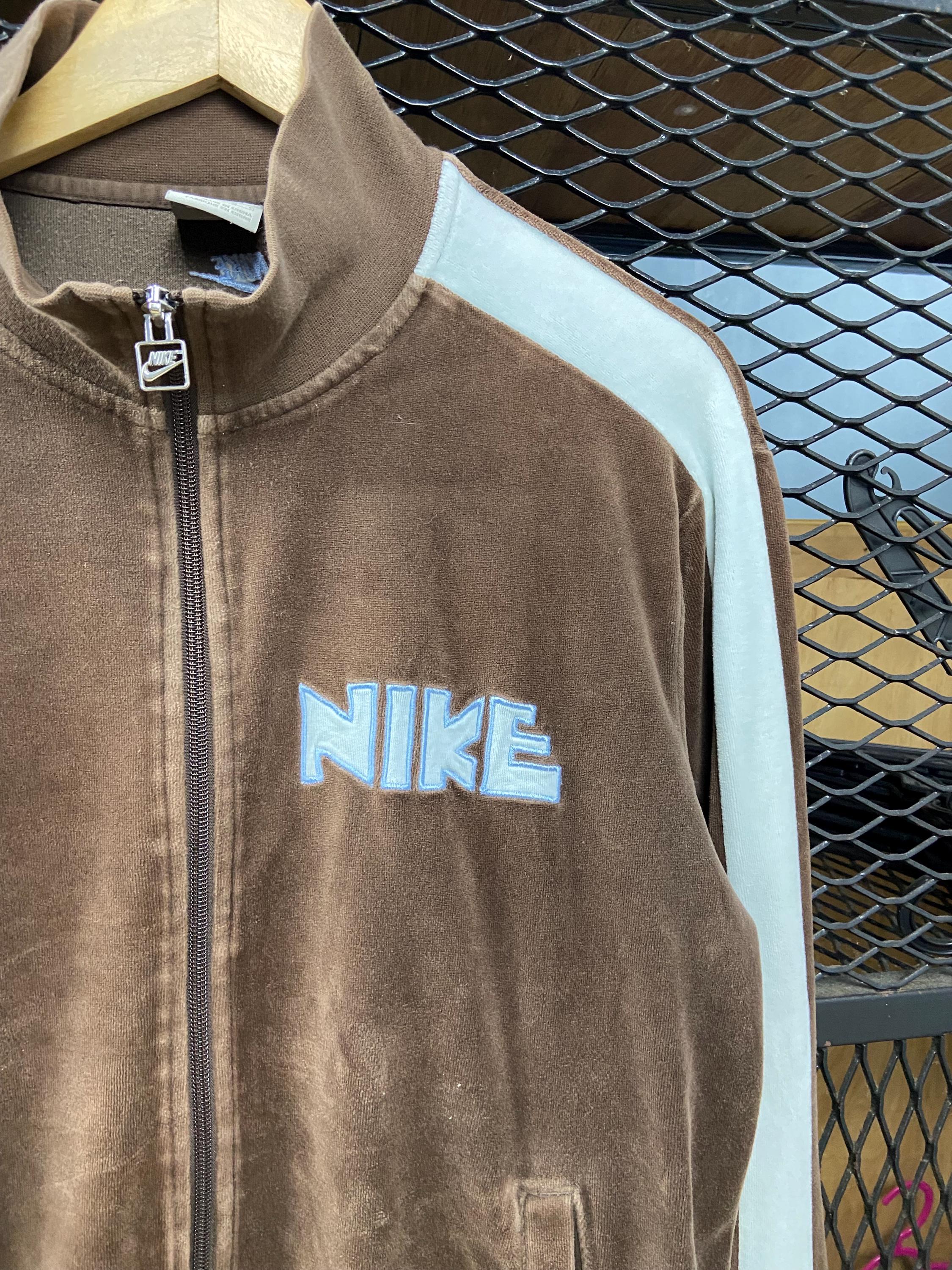 Vintage Y2K Nike Velor Tracksuit Jacket Large Sweater Tracksuit