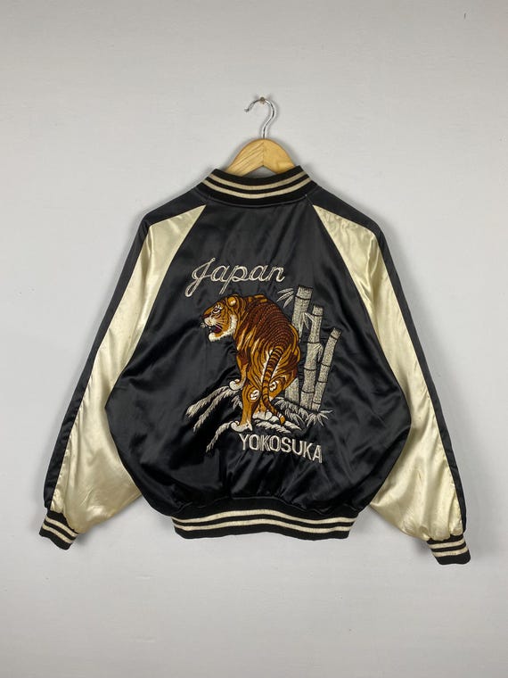 Vintage Yokusuka Japan  souvenir Sukajan Satin Souvenir Tigers Japan Jacket Size XL