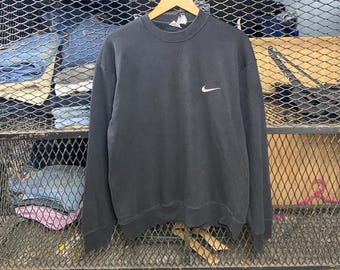 Sudadera Nike vintage negra mediana de los años 90, ropa deportiva, ropa de calle, sudadera tipo pullover, talla M
