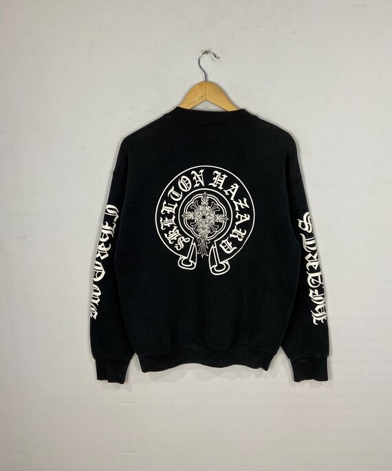 Vintage 90s Skelton Hazard Chrome Heart Pullover Crewneck