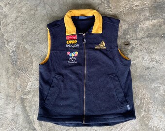 Vintage Line 7 Team New Zealand  America Cup 2000 Sailing  Steinlager Toyota Polar Fleece Vest Jacket  Size Large