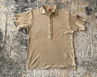 Vintage Boy Scout Ralph Lauren Shirt Tee Brown Boy Scout Army Military  Size L