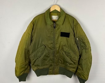 Kurtka lotnicza Vintage Spiewak Usaf USA Air Force Ma-1 w kolorze dużym Vintage Spiewak Army Flyers w kolorze zielonym, wyblakłym, rozmiar L
