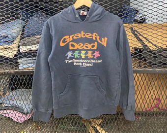 Vintage Grateful Dead American Rock Band Hooded Sweater Blue Hoodies Pullover Hoodies Size S