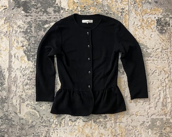 Cárdigan corto con volantes vintage Christian Dior Pret A Porter, negro, talla M