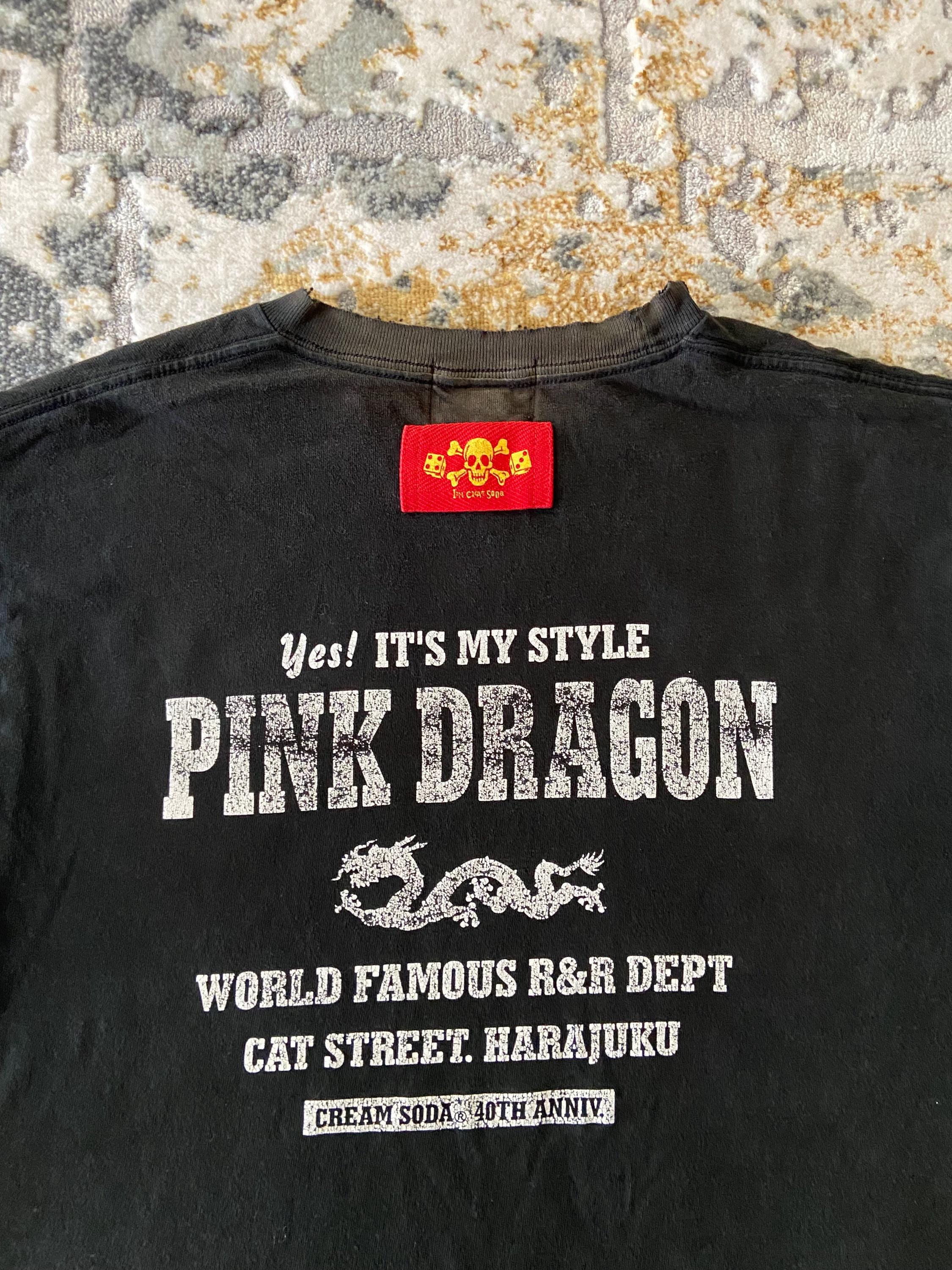 Cream Soda Pink Dragon Cat Street Harajuku Goth Punk Tee Size M 
