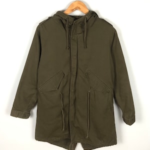 Japanese Brand Parka Jacket Fishtail medium Green Parka Outerwear Military Outfit Jacket Size M