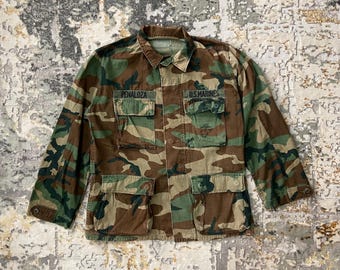 Vintage 1980s US Army Camo Parka Cold Weather Jacket Golden