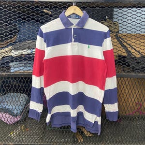 Vintage Polo Ralph Lauren PRL Polo RL Shirt Polo Langarm Streifen Polo Gr. M