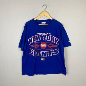 Camiseta vintage de los 90 de los New York Giants de la NFL, azul, talla L