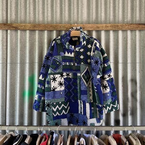 Elegance Ae Weekend Vintage Fleece Abstracs Sherpa Fleece Jacket Size L