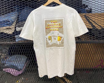 Vintage 90s  Allman Brothers American Rock Band 1990 Vintage Tee Tshirt White Size M