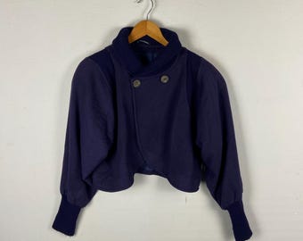 ヴィンテージ ミスクロエ クロップド ブルー ネイビー ウール ジャケット クロップトップ
