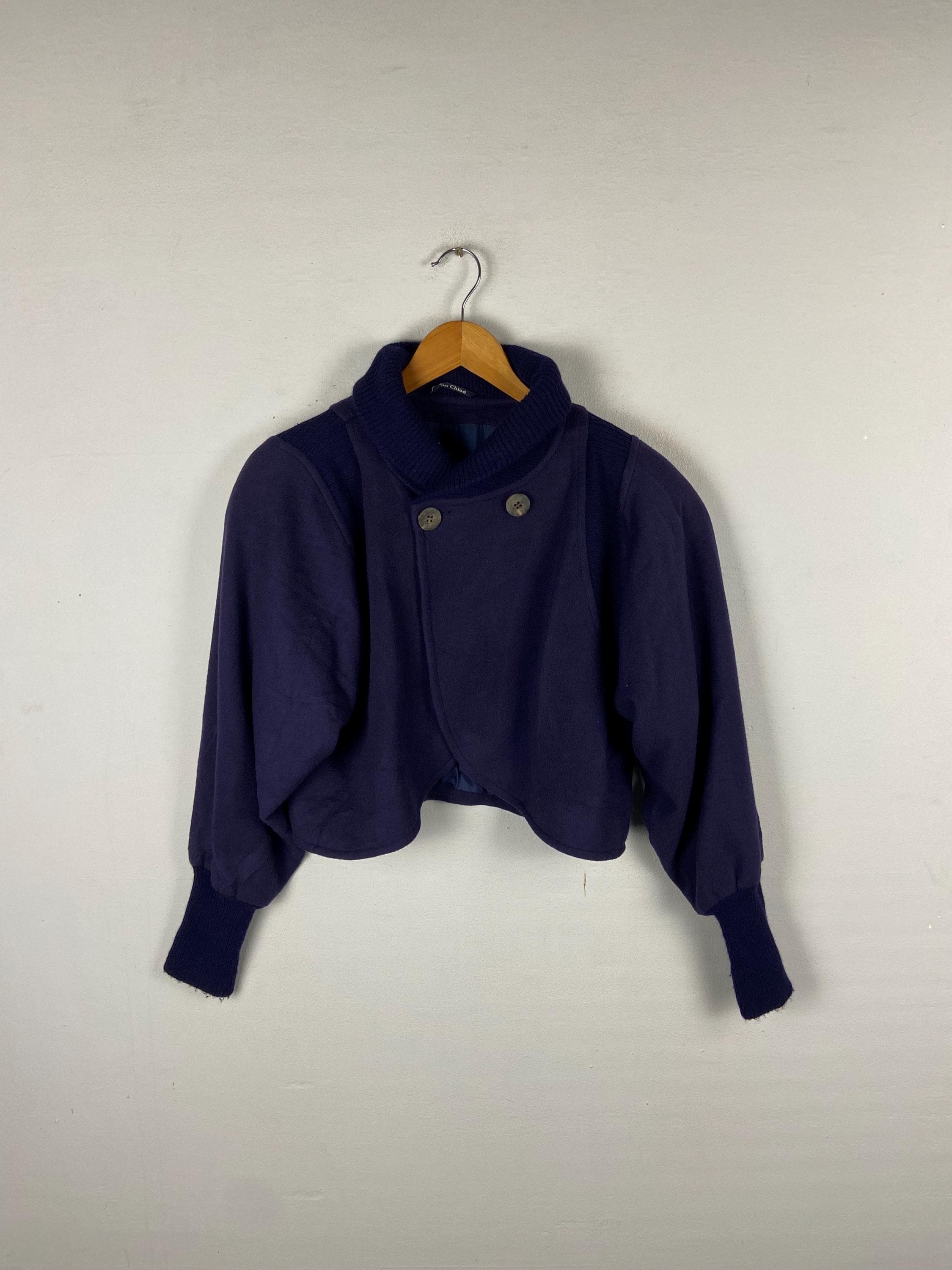 Vintage Miss Chloe Cropped Blue Navy Woolen Jacket Crop Top - Etsy