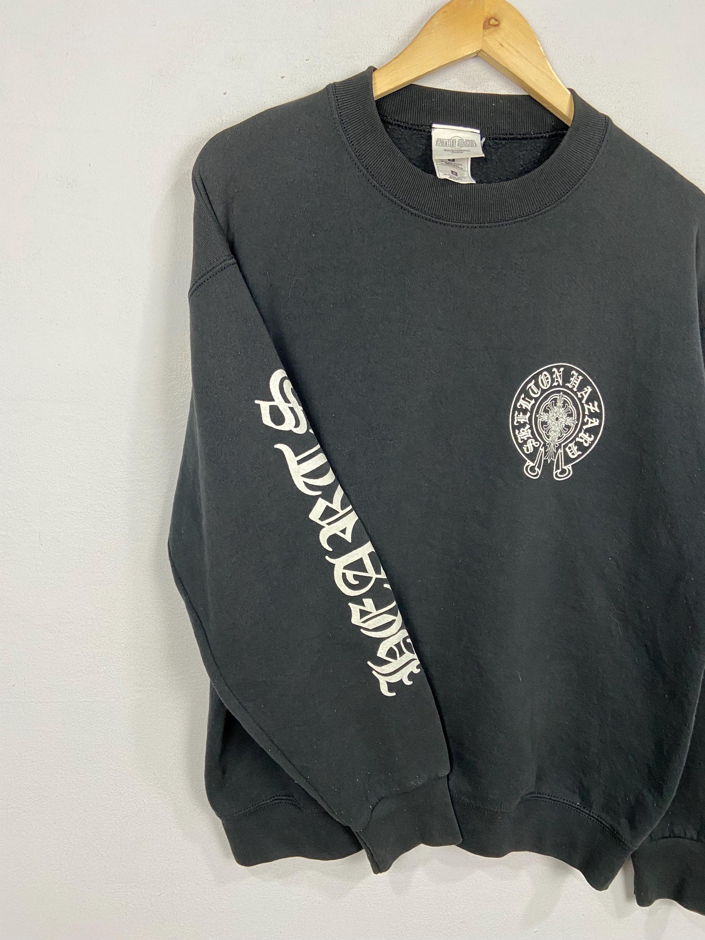 Vintage 90s Skelton Hazard Chrome Heart Pullover Crewneck