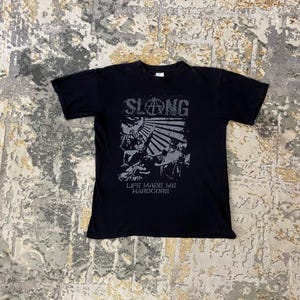 Vintage Y2K  Slang Japanese Punk Band Album Music Tour Black Tee Size M
