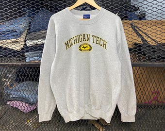Vintage 90s  Michigan Tech Michigan Technology University Houghton Michigan Sweatshirt Sweater Size M