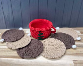 ホットココア マグ ブランケット パターン (手編み & かぎ針編み