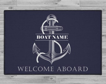 Custom Boat Mat, Welcome Aboard Mat, Boat Accessories, Gift For Boat Owner, Yacht Decor, Personalized Mat, Sailing Gift