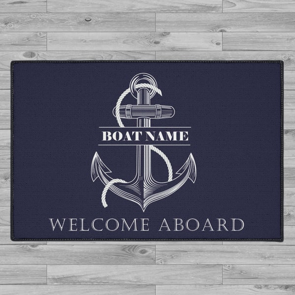 Custom Boat Mat, Welcome Aboard Mat, Boat Accessories, Gift For Boat Owner, Yacht Decor, Personalized Mat, Sailing Gift