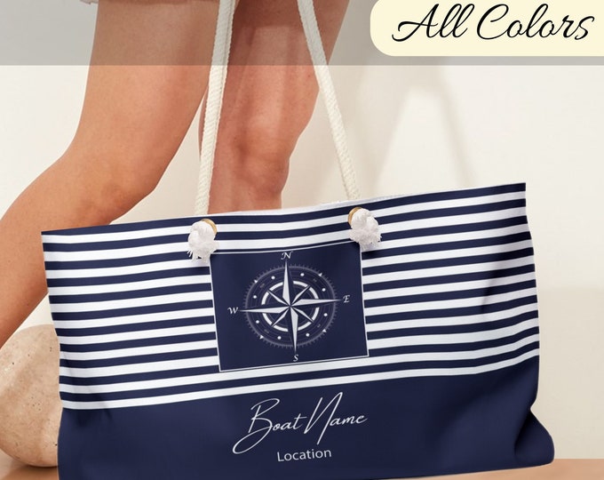 Boat Tote Bag, Nautical Tote Bag, Nautical Gift, Compass Tote Bag, Beach Bag, Boat Accessories, Boat Gifts For Women