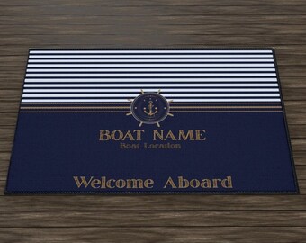 Personalized Welcome Aboard Mat, Boat Mat, Boat Accessories, Gifts For Boat Owner, Yacht Gifts, Custom Welcome Mat For Boat, Gift For Sailor